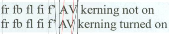 kerning pairs birdfont